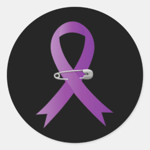 Pegatina Redonda Bolsillo de la cinta morada de concienciación sobr