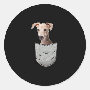 Pegatina Redonda Bolsillo de torta de azote de galgo para perro