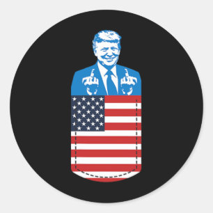 Pegatina Redonda Bolsillo del dedo medio de Trump 2020 Elección Usa