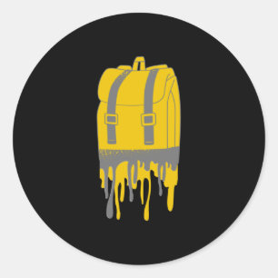 Pegatina Redonda bolso de goteo - amarillo y gris