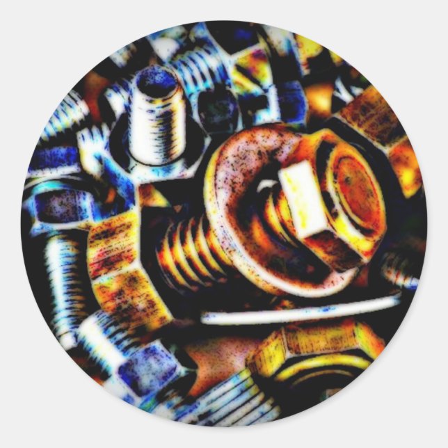 Pegatina Redonda Bolts Pop Art (Anverso)