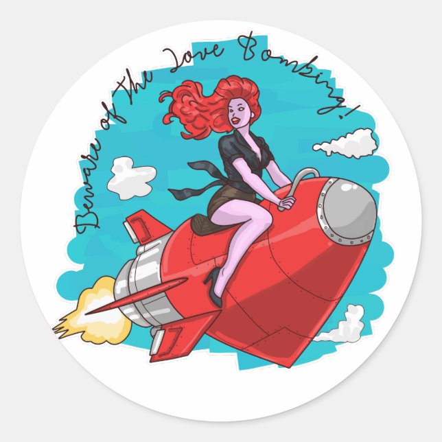 Pegatina Redonda Bomba de amor (Anverso)