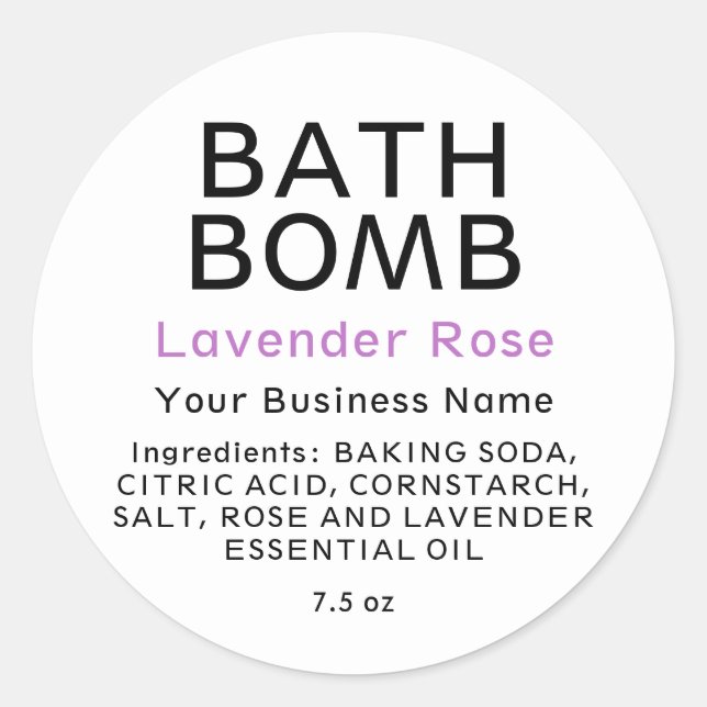 Pegatina Redonda Bomba de baño moderna en blanco y negro (Anverso)