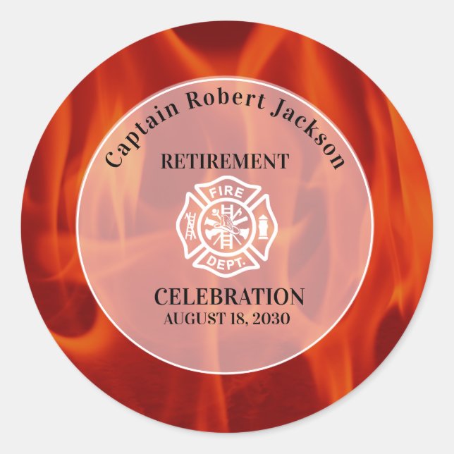 Pegatina Redonda Bombardero para bomberos (Anverso)