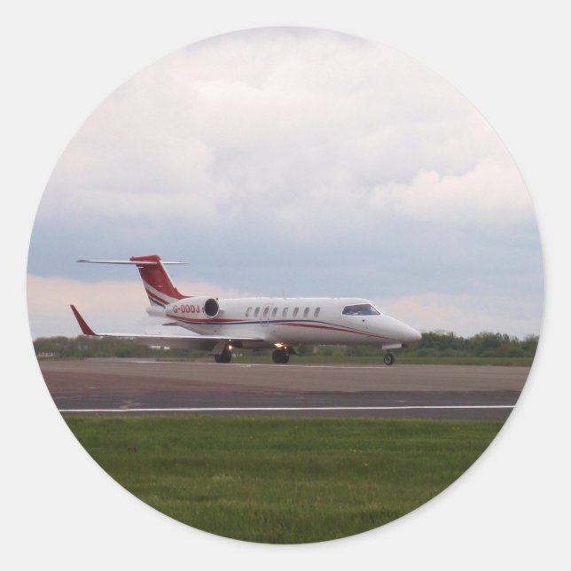 Pegatina Redonda Bombardier Lear Jet 45XR (Anverso)