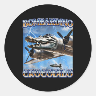 Pegatina Redonda Bombardino Crocodilo Graciosos Memes de Brainrot I