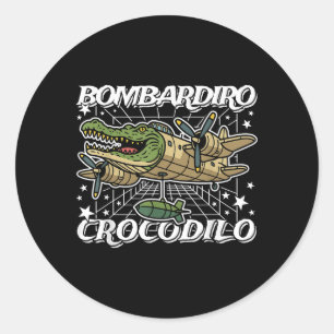 Pegatina Redonda Bombardiro-crocodilo lino italiano-lino no son mal