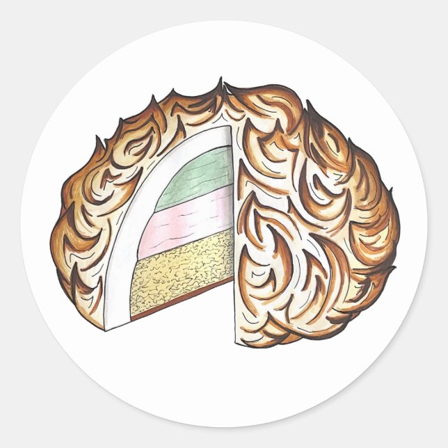 Pegatina Redonda Bombe al horno Alaska Crema de hielo Tartas de pos (Anverso)