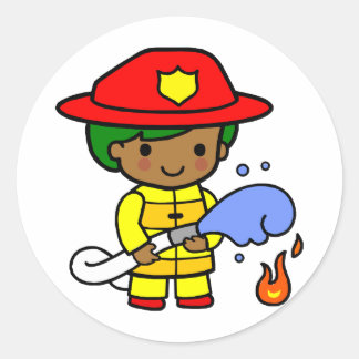 Pegatina Redonda Bombero