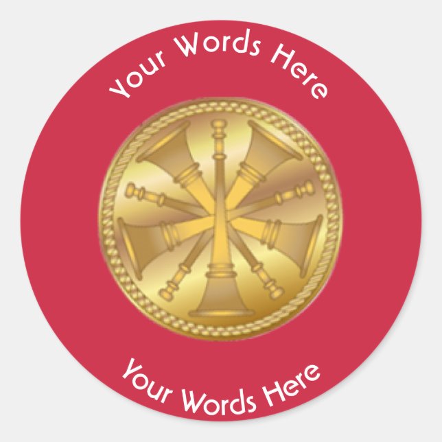 Pegatina Redonda Bombero 5 Bugle Chiefs Medallero de Oro (Anverso)