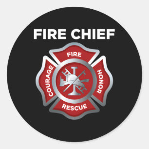 Pegatina Redonda Bombero bombero bombero jefe de bomberos