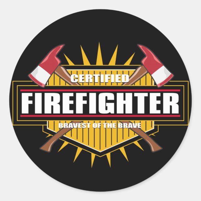 Pegatina Redonda Bombero certificado (Anverso)