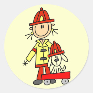 Pegatina Redonda Bombero con camisetas y regalos de dálmata