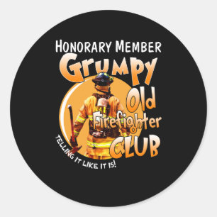 Pegatina Redonda Bombero Miembro honorario Grumpy Firefighter