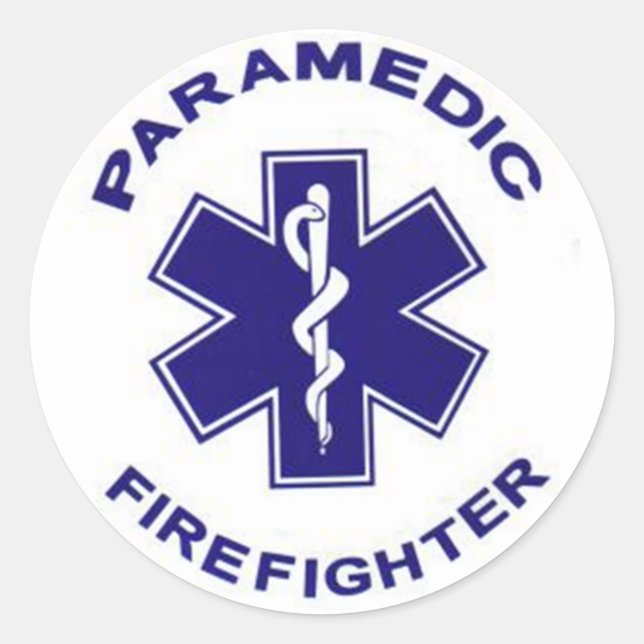 Pegatina Redonda Bombero paramédico (Anverso)