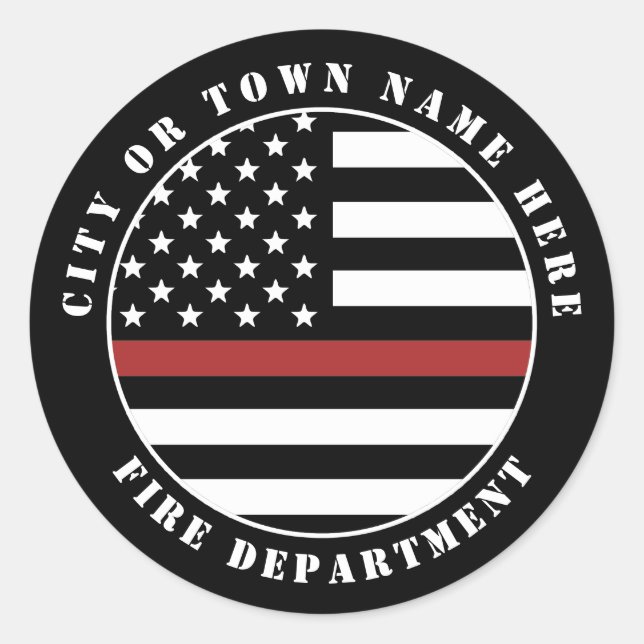 Pegatina Redonda Bombero personalizado Departamento de bomberos del (Anverso)
