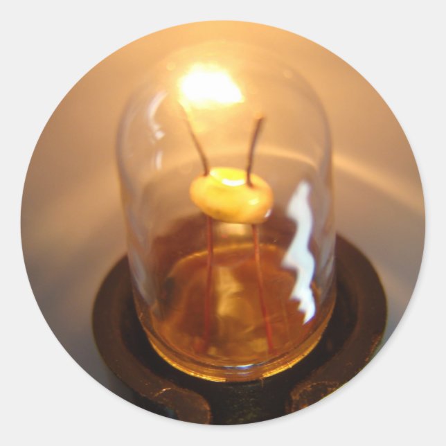 Pegatina Redonda Bombilla de luz de bajo voltaje brillante (Anverso)