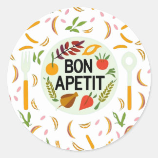 Pegatina Redonda Bon Apetit