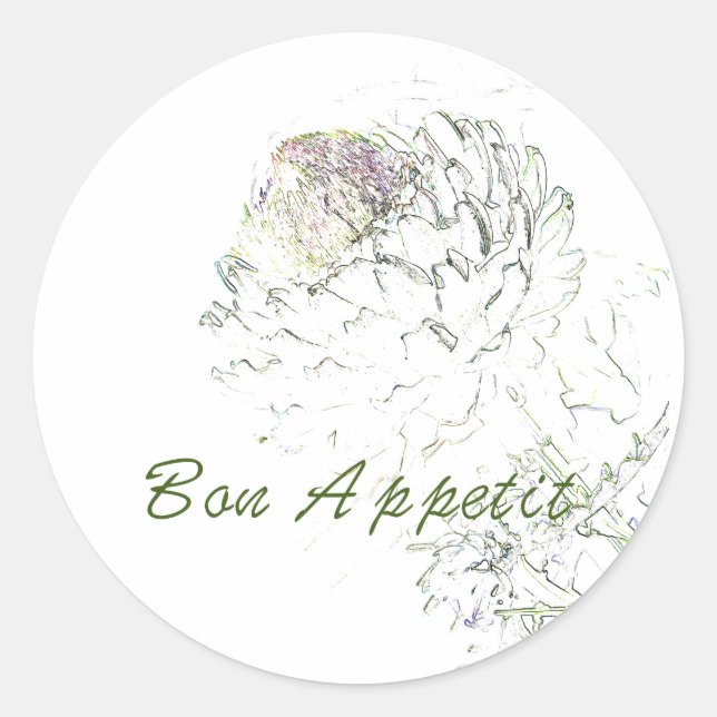 Pegatina Redonda Bon appétit Artichoke (Anverso)
