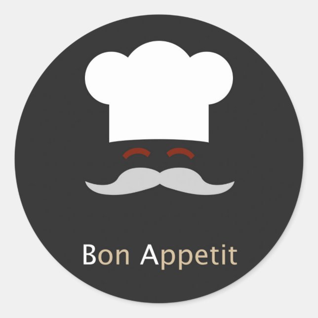 Pegatina Redonda Bon Appetit Chef (Anverso)