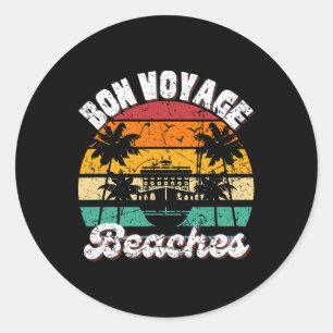 Pegatina Redonda Bon Voyage Beaches Cruise Ship Graphic For Cruiser