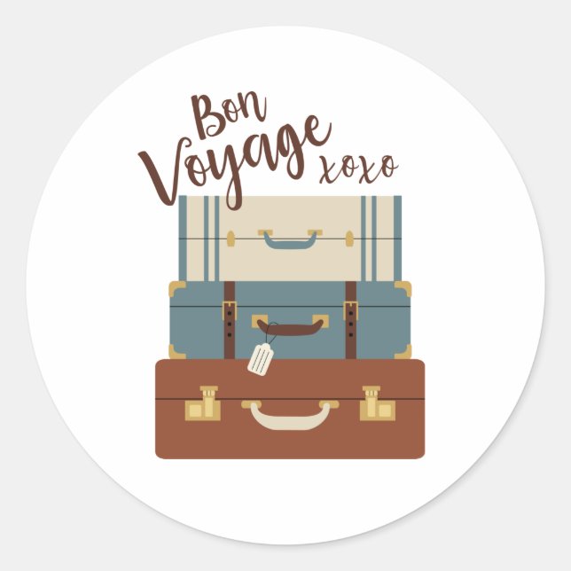 Pegatina Redonda Bon Voyage XOX (Anverso)