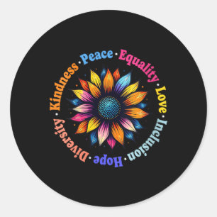 Pegatina Redonda Bondad Paz Igualdad Amor Esperanza Diversidad de l