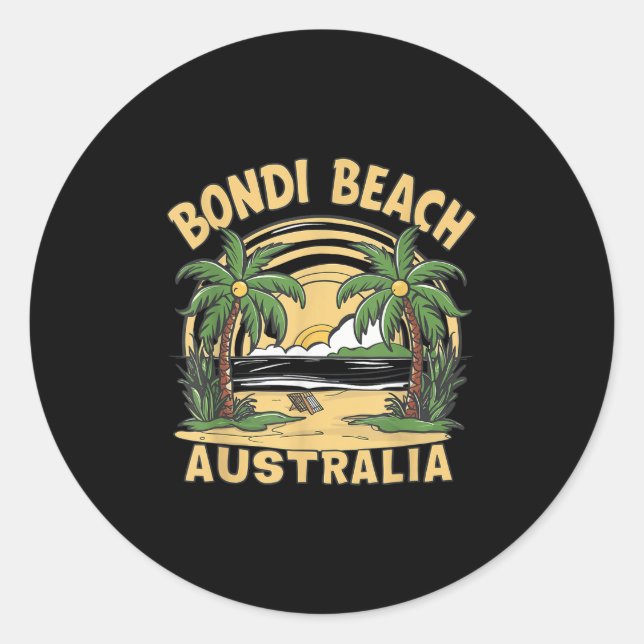 Pegatina Redonda Bondi Beach Australia (Anverso)