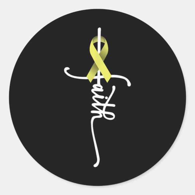 Pegatina Redonda Bone Cancer Faith Sarcoma Bone Cancer Awareness Su (Anverso)