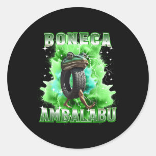 Pegatina Redonda Boneca Ambalabu Italiana Brainrot Meme Rana Con Fe