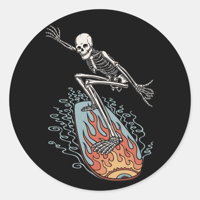 Pegatina Redonda Bonehead Board Dude (Anverso)
