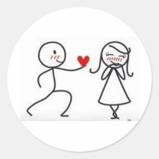 Pegatina Redonda bonequinhos apaixonados