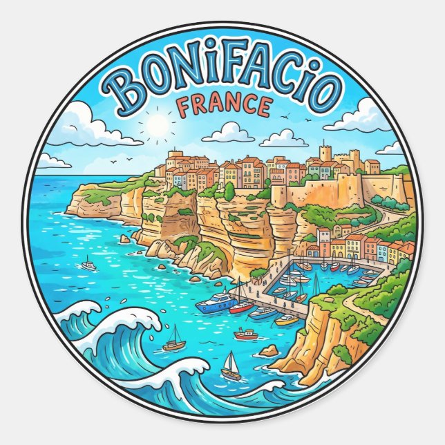 Pegatina Redonda Bonifacio Francia (Anverso)
