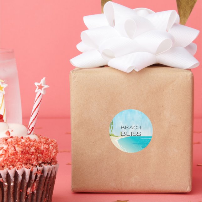 Pegatina Redonda Bonita Belleza De Playa (Fiesta)