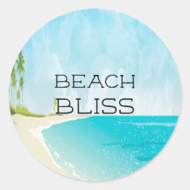 Pegatina Redonda Bonita Belleza De Playa