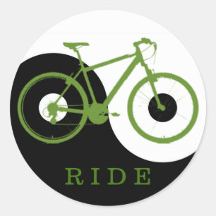 Pegatina Redonda bonita bicicleta. ciclismo.