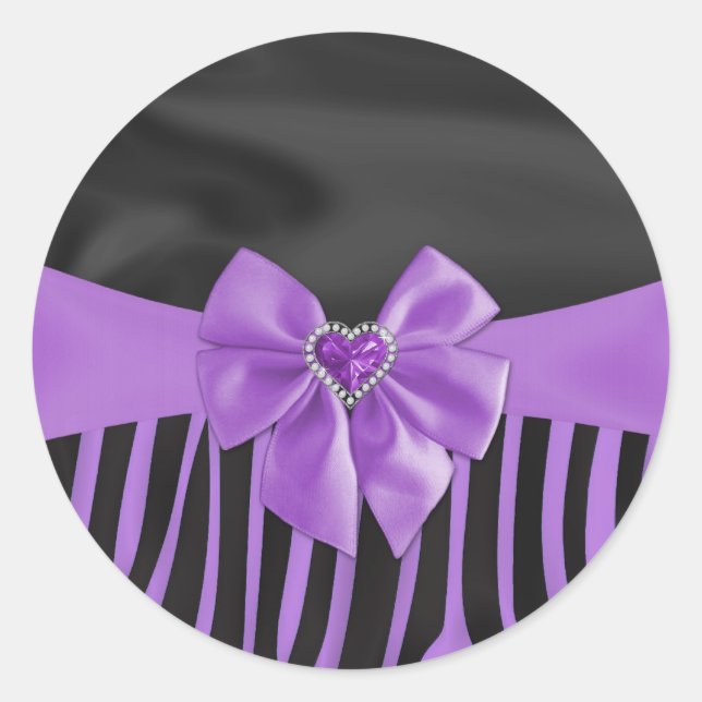 Pegatina Redonda Bonita moda elegante efectos de tela seda de cebra (Anverso)