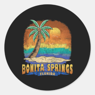Pegatina Redonda Bonita Springs Florida Vintage Distresres Souvenir