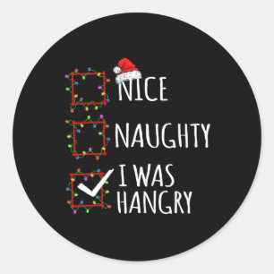 Pegatina Redonda Bonita traviesa, fui Navidades Hangry List Santa C