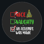 Pegatina Redonda Bonita traviesa Un Intento De Navidades Lista Ho<br><div class="desc">Qué travieso. Un intento de Navidades de listas navideñas</div>