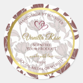 Pegatina Redonda Bonitas etiquetas de productos florales de color c