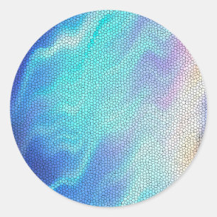 Pegatina Redonda Bonito Aqua Blue Purple Pastel Mosaic