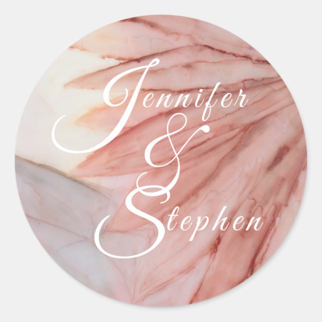 Pegatina Redonda Bonito boda en rosa (Anverso)