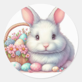 Pegatina Redonda Bonito Bunny Pastel