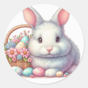 Pegatina Redonda Bonito Bunny Pastel