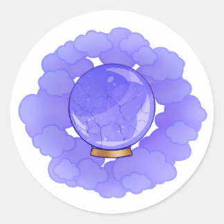Pegatina Redonda Bonito Crystal Ball púrpura