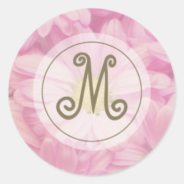 Pegatina Redonda Bonito Daisies Personalizado Gold Inicial