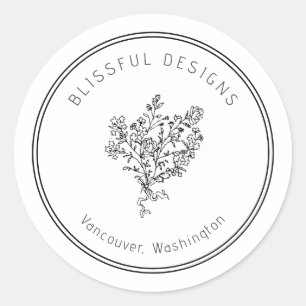 Pegatina Redonda Bonito de logotipo Diseño Tienda Floral