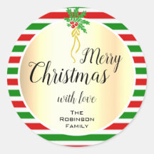 Bonito Feliz Navidad Diseño Oro con Mistletoe