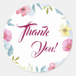 Pegatina Redonda Bonito Floral Gracias Baby Shower